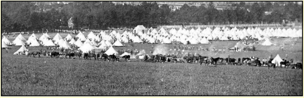 A Territorial Army camp set up on Warren Hill in 1914